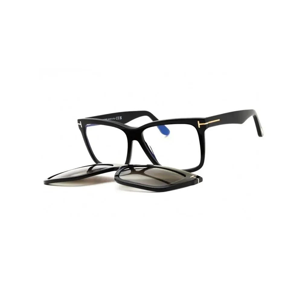 New Tom Ford FT6069-B 001 Black Clip-On Sunglasses and Black Frame Eyeglasses
